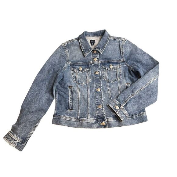 J. Crew Factory Distressed Denim Trucker Jacket Size Medium - Picture 2 of 9